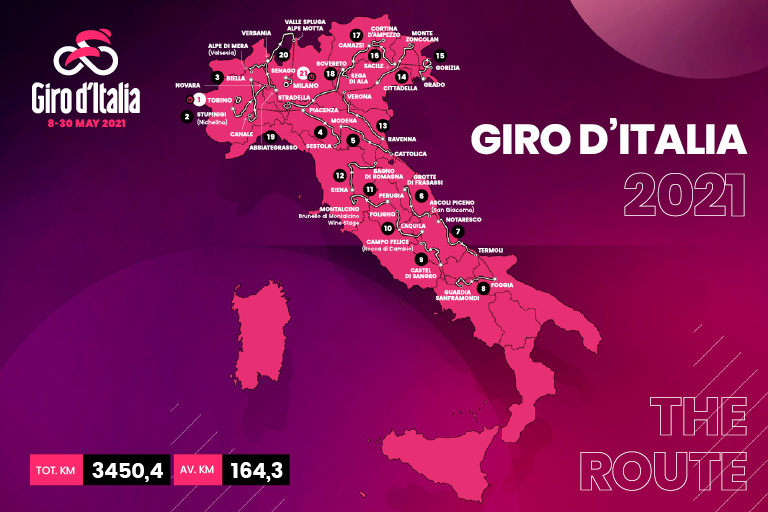 NewLook Giro d'Italia Route Revealed for 2021 Cyclry